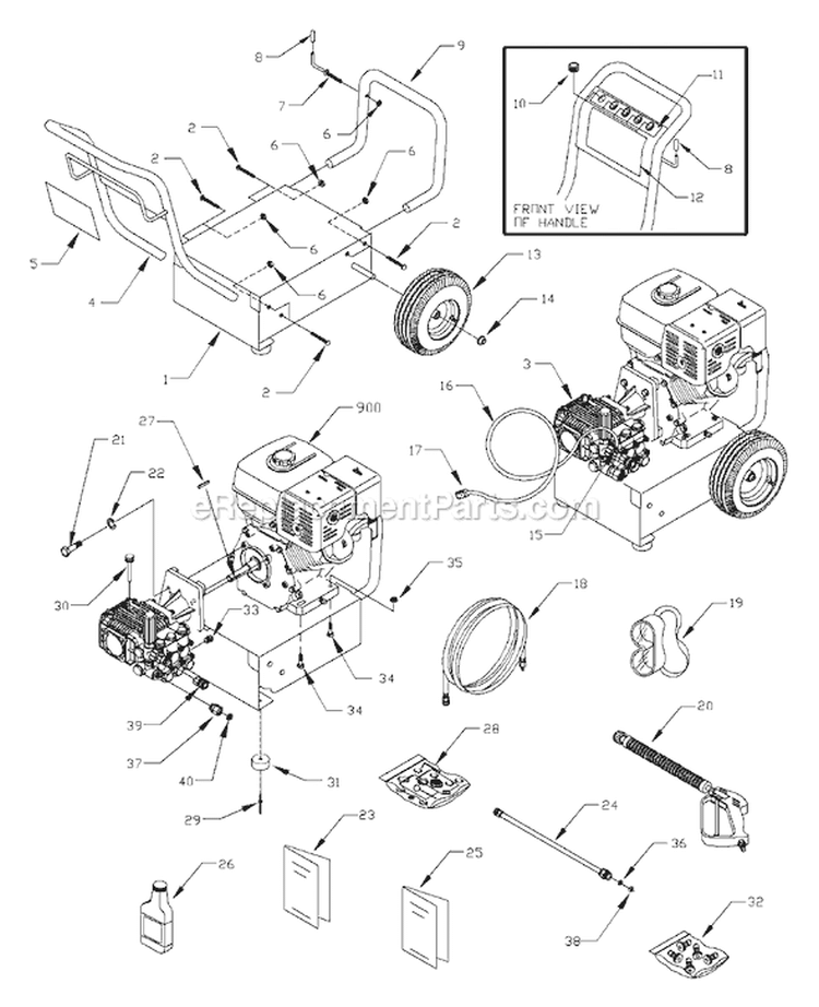 Page B Diagram and Parts List for 1418-2  Briggs and Stratton Pressure Washer